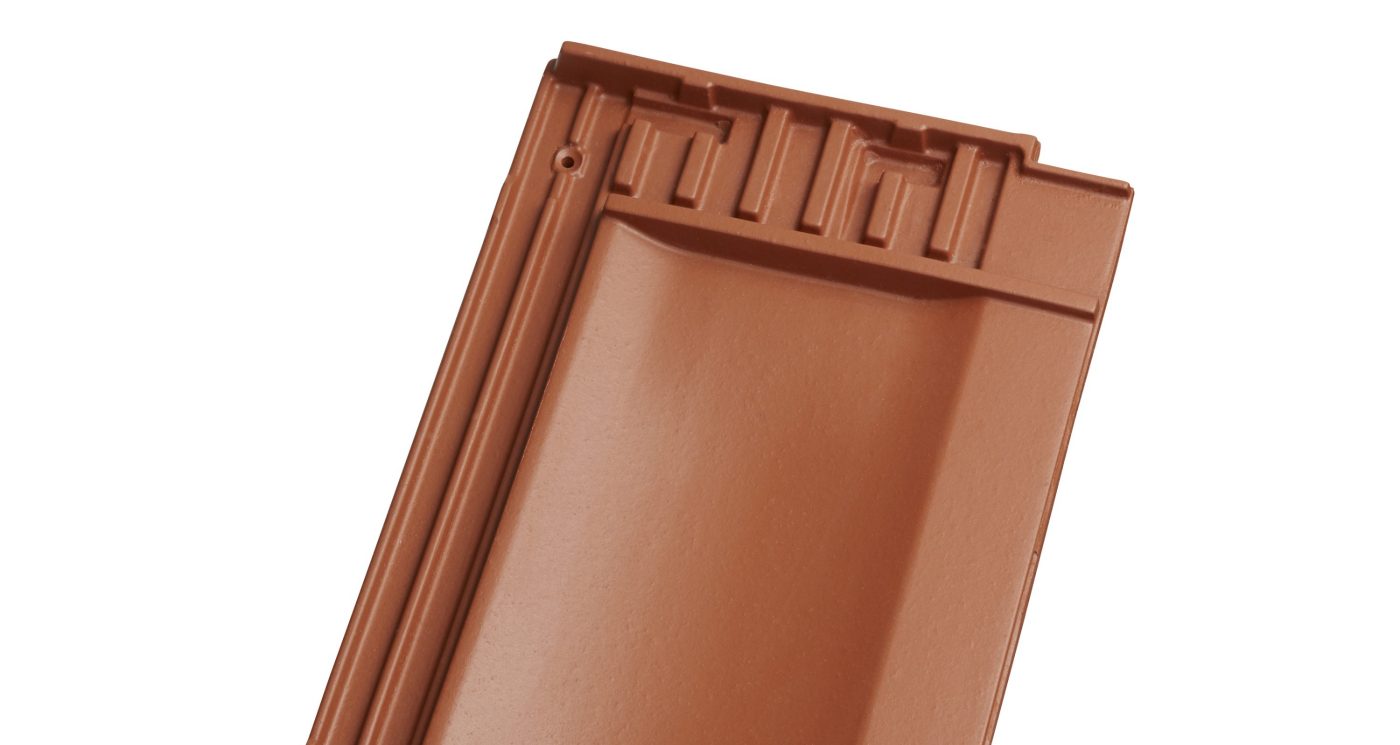 Singl product shot of the 3277122150 Stodo 12 sliding roof tile for connection ridge ventilation Engoba copper roofing accessories